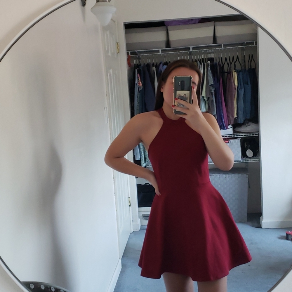 Lulu's high neck maroon dress